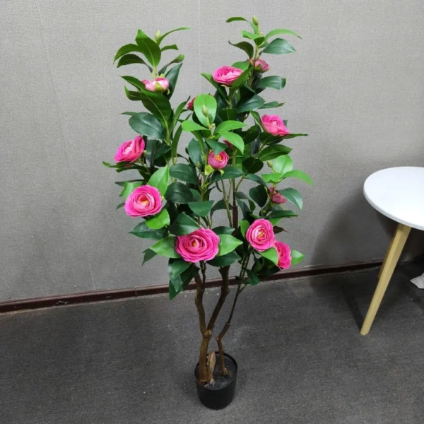 Artificial Camellia Rose Tree in Pot – Indoor Decoration - Image 6