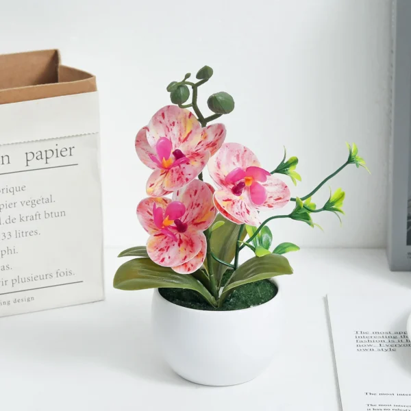 Butterfly Orchid Artificial Bonsai Flowers with Vase - Image 5