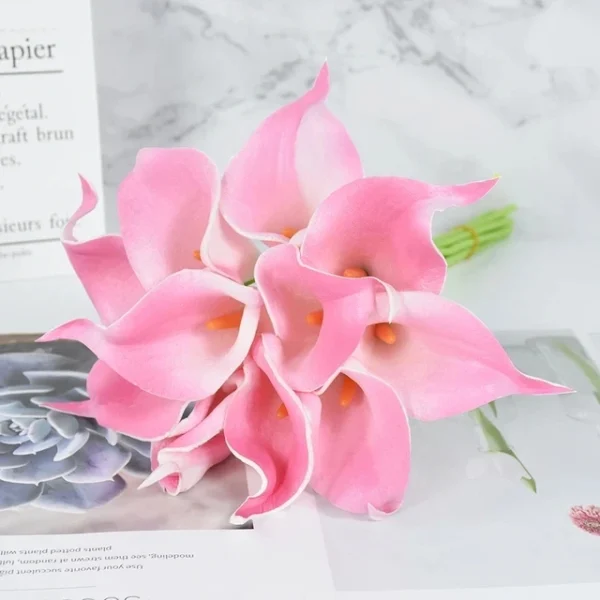 White Calla Lily Artificial Flowers Bouquet – 10Pcs - Image 18