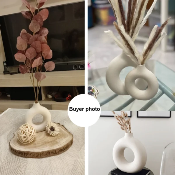 Nordic Ceramic Donut Vase – Modern Home & Office Decor - Image 6