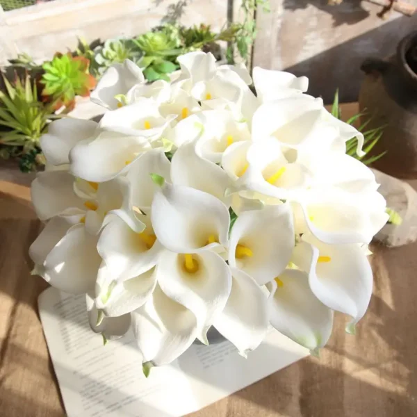 White Calla Lily Artificial Flowers Bouquet – 10Pcs