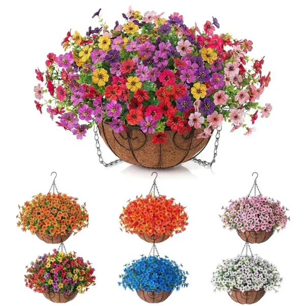 Artificial Violet Hanging Basket – Summer Flowers - Image 6
