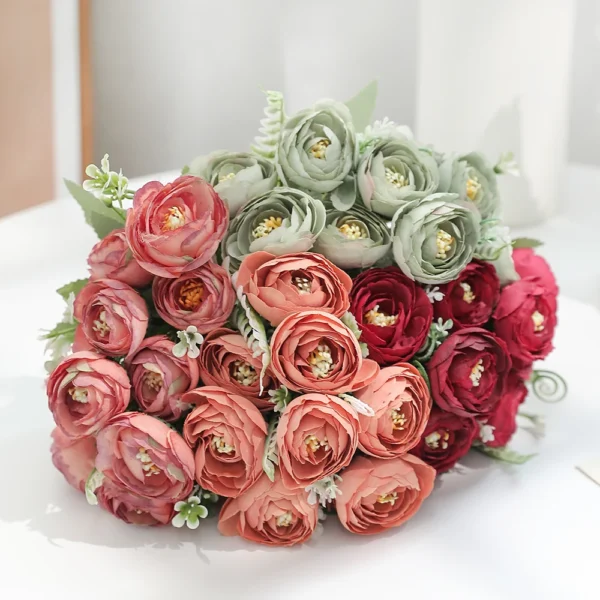 Artificial Peony Bouquet 30cm – 10 Heads Silk Flowers - Image 5
