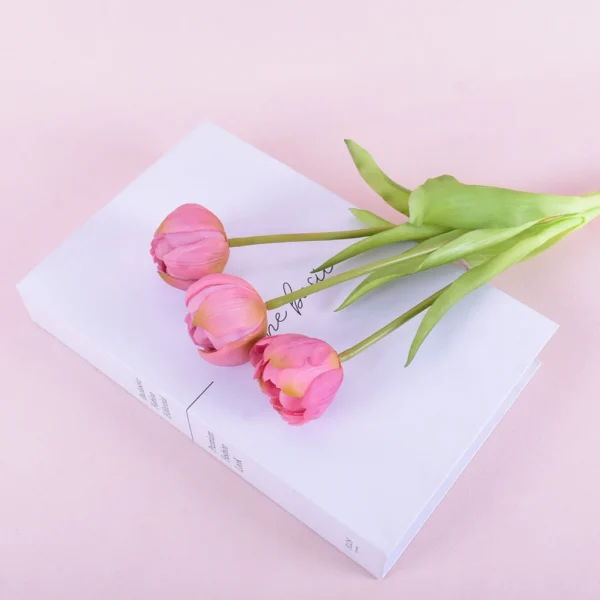 Luxury Real Touch Tulip Bouquet – 3pcs Latex Flowers - Image 15