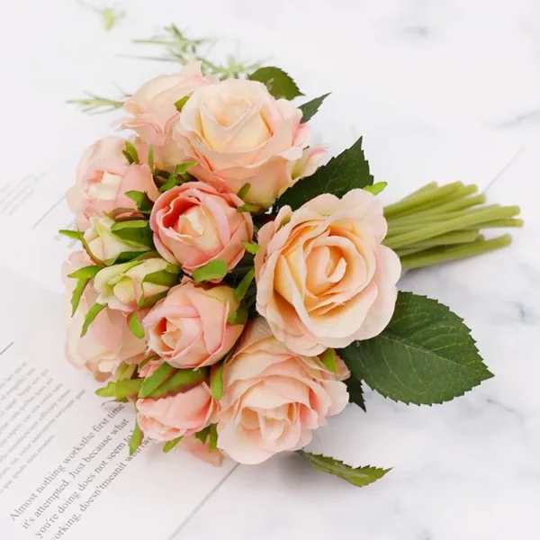 Artificial Rose Bouquet – 18 Silk Roses Birthday Gift - Image 12