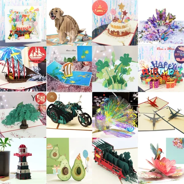 3D Pop-Up Birthday Greeting Card with Cake & Piano Design - Image 2