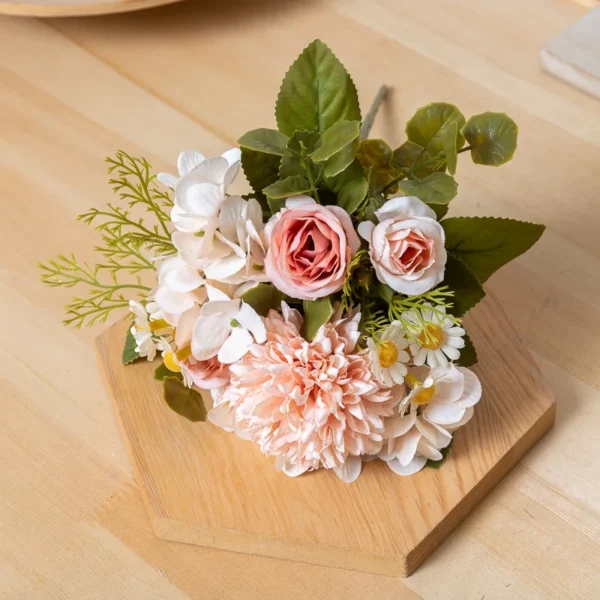 Artificial Silk Dandelion & Rose Bouquet – Summer Flowers - Image 9