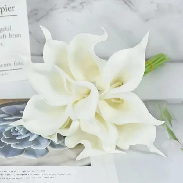 White Calla Lily Artificial Flowers Bouquet – 10Pcs - Image 10