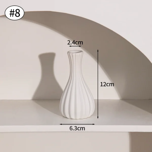 White Nordic Ceramic Flower Vase – Modern Room Decor - Image 15