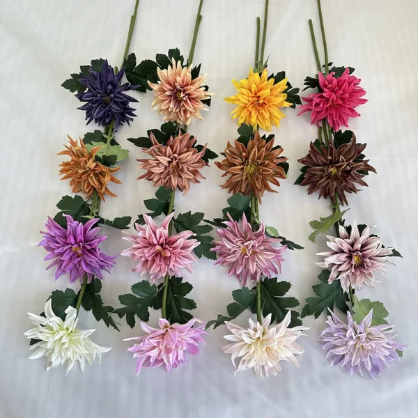 Artificial PU Dahlia Bouquet – 5 Stems Funeral Flowers - Image 5