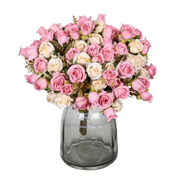Silk Rose Bouquet – 15 Heads Wedding & Home Decor - Image 3