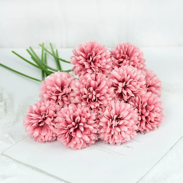 Winter Silk Dandelion Bouquet – 3/5pcs Artificial Flowers - Image 7
