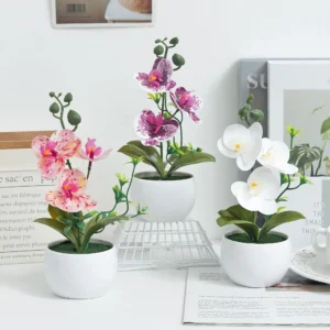 Butterfly Orchid Artificial Bonsai Flowers with Vase