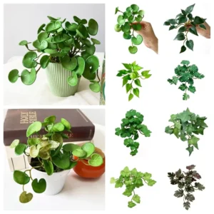 Artificial Copper Coin Grass Plant – Resin Branch Decor