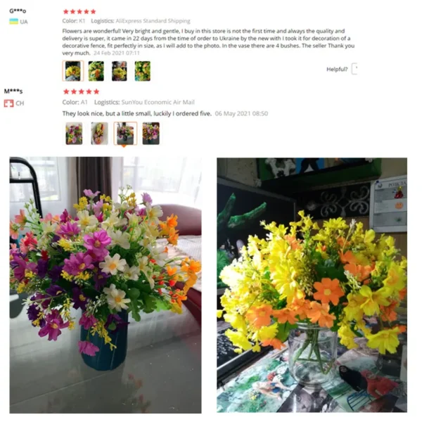 Silk Daisy Bouquet 28 Heads – Artificial Home & Wedding Decor - Image 6