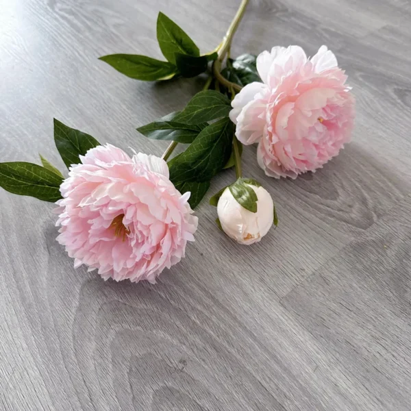 Elegant Silk Peony Branch – 3 Heads Artificial Flowers - Image 9