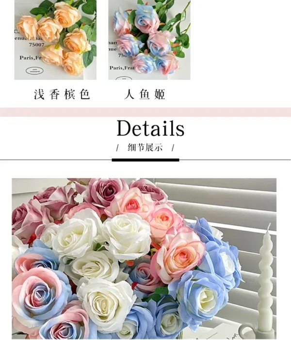 Velvet Artificial Roses Bouquet with Long Stems - Image 34