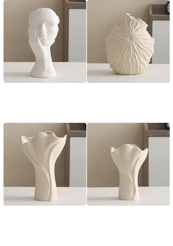 White Ceramic Conch Vase – Modern Nordic Tabletop Pot - Image 21