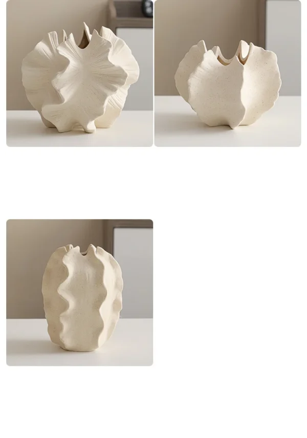 White Ceramic Conch Vase – Modern Nordic Tabletop Pot - Image 22