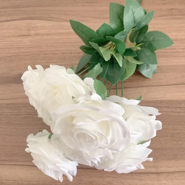 Ivory White Artificial Rose Bouquet for Home & Weddings - Image 2