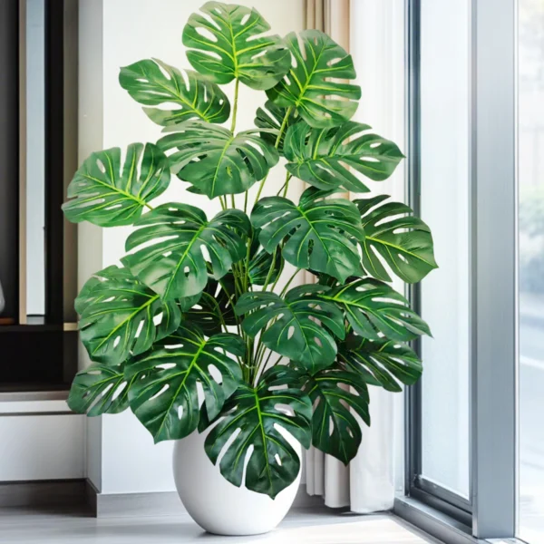 Artificial Monstera Palm Tree with Silk Turtle Leaves 108cm - Image 52