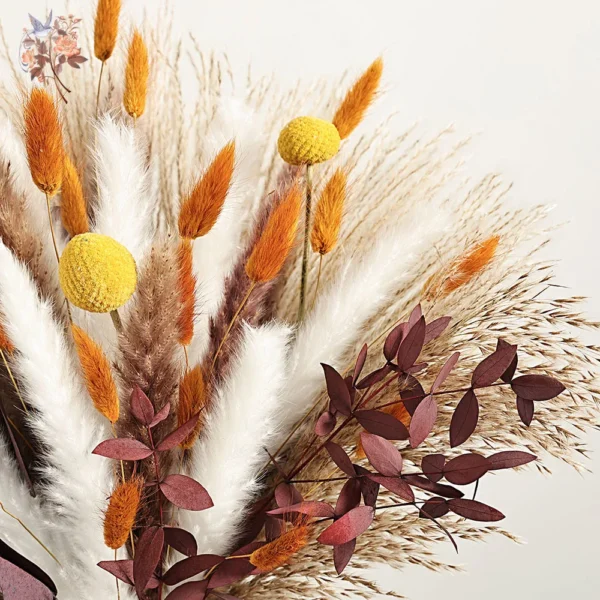 70pcs Dried Pampas Grass Bouquet – Rustic Orange Decor - Image 5