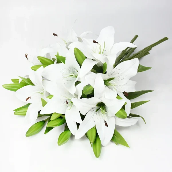 5Pcs White Lily Artificial Flowers for Home & Wedding Decor - Image 5