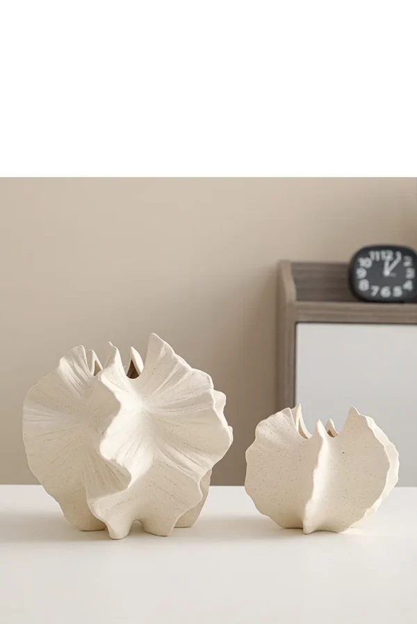 White Ceramic Conch Vase – Modern Nordic Tabletop Pot - Image 26