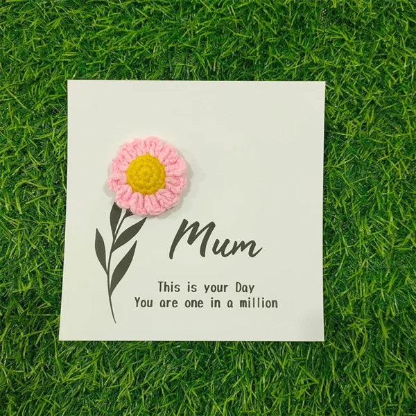 Handmade Flower Crochet Greeting Card – Kraft Paper Gift - Image 7