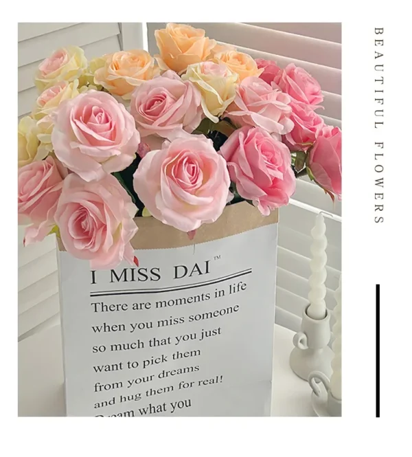 Velvet Artificial Roses Bouquet with Long Stems - Image 39