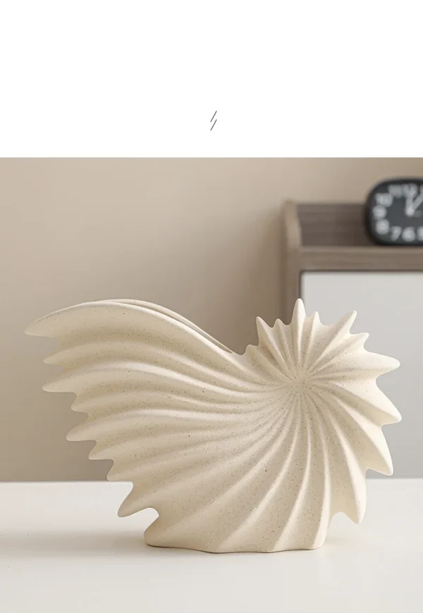 White Ceramic Conch Vase – Modern Nordic Tabletop Pot - Image 27