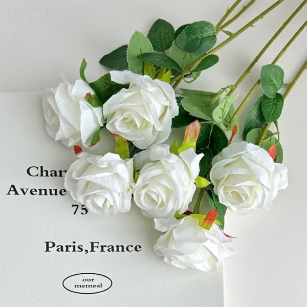 Velvet Artificial Roses Bouquet with Long Stems - Image 25