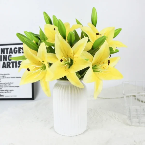 5Pcs White Lily Artificial Flowers for Home & Wedding Decor - Image 9