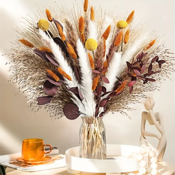 70pcs Dried Pampas Grass Bouquet – Rustic Orange Decor - Image 22