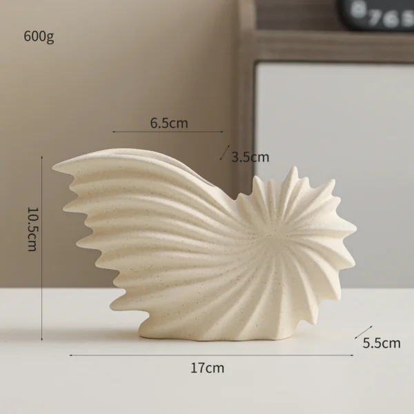 White Ceramic Conch Vase – Modern Nordic Tabletop Pot - Image 10