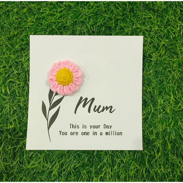 Handmade Flower Crochet Greeting Card – Kraft Paper Gift - Image 16