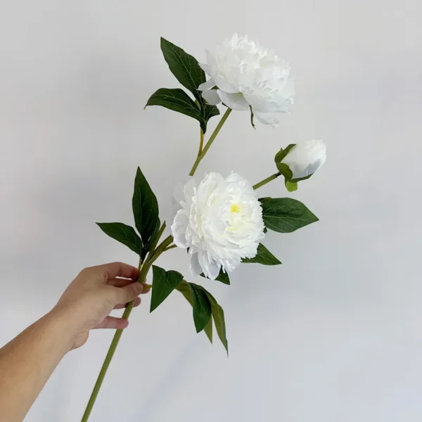 Elegant Silk Peony Branch – 3 Heads Artificial Flowers - Image 6