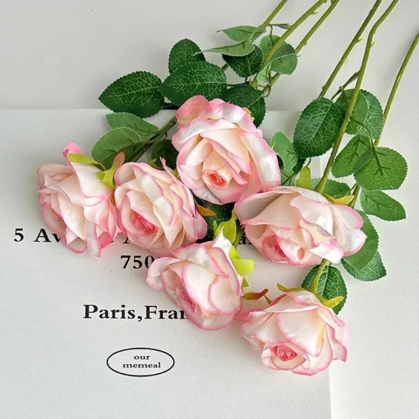 Velvet Artificial Roses Bouquet with Long Stems - Image 21