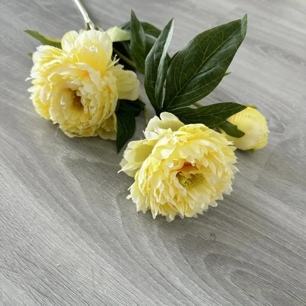Elegant Silk Peony Branch – 3 Heads Artificial Flowers - Image 11