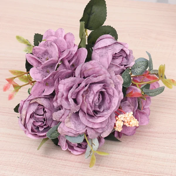Autumn Silk Rose & Peony Bouquet for Weddings & Decor - Image 9