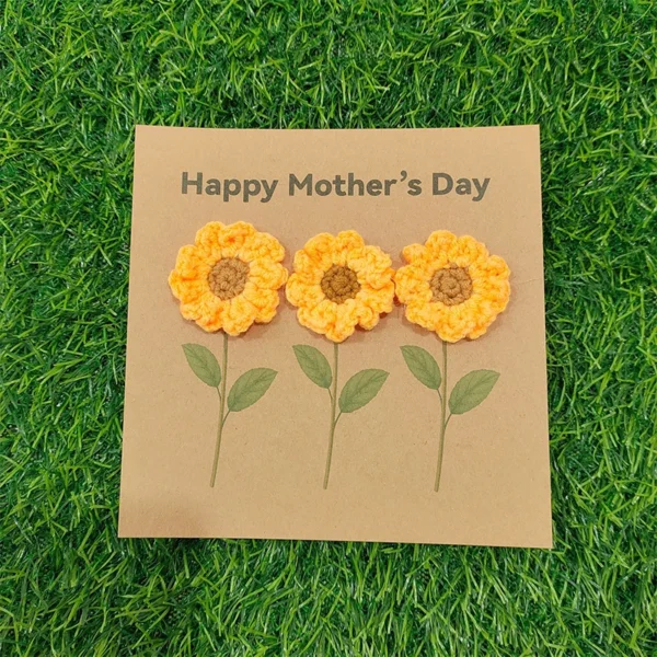 Handmade Flower Crochet Greeting Card – Kraft Paper Gift - Image 12