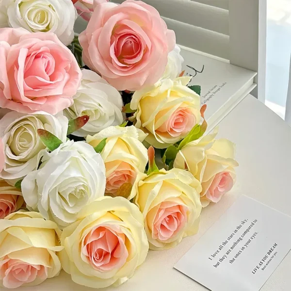 Velvet Artificial Roses Bouquet with Long Stems - Image 26