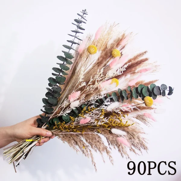 70pcs Dried Pampas Grass Bouquet – Rustic Orange Decor - Image 7
