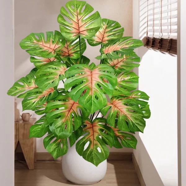 Artificial Monstera Palm Tree with Silk Turtle Leaves 108cm - Image 5