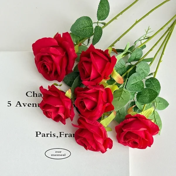 Velvet Artificial Roses Bouquet with Long Stems - Image 13