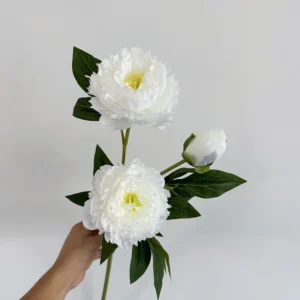 Elegant Silk Peony Branch – 3 Heads Artificial Flowers