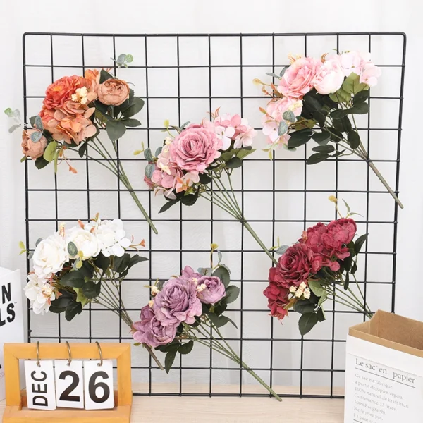 Autumn Silk Rose & Peony Bouquet for Weddings & Decor - Image 2