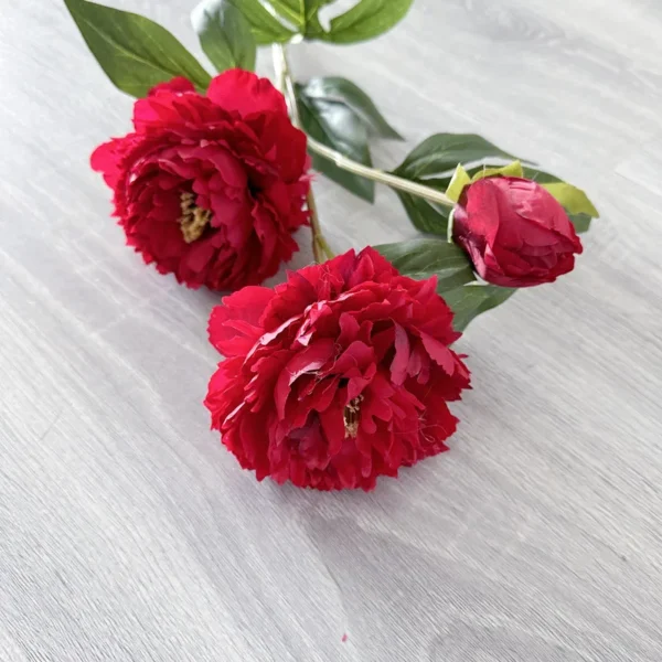 Elegant Silk Peony Branch – 3 Heads Artificial Flowers - Image 8