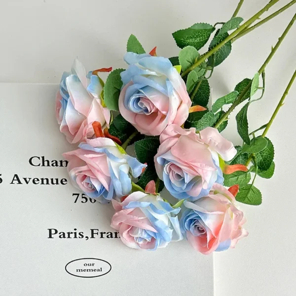 Velvet Artificial Roses Bouquet with Long Stems - Image 29
