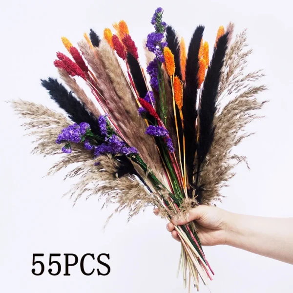70pcs Dried Pampas Grass Bouquet – Rustic Orange Decor - Image 29